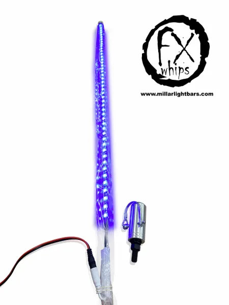 BLUE LED LIGHT WHIP - MILLAR LIGHT BARS - FX WHIPS, LLC