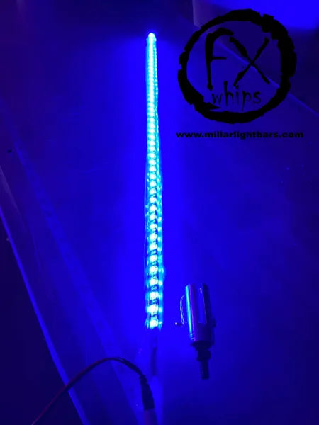 BLUE LED LIGHT WHIP - MILLAR LIGHT BARS - FX WHIPS, LLC