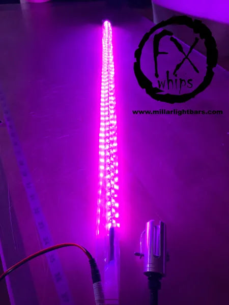 PINK LED LIGHT WHIP - MILLAR LIGHT BARS - FX WHIPS, LLC